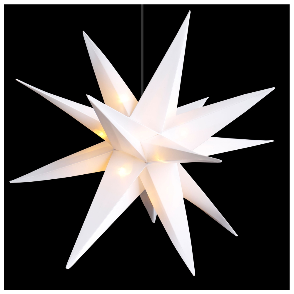 LED hvězda 3 D 25 cm bílá na baterie s časovačem dovnitř i ven teplé světlo