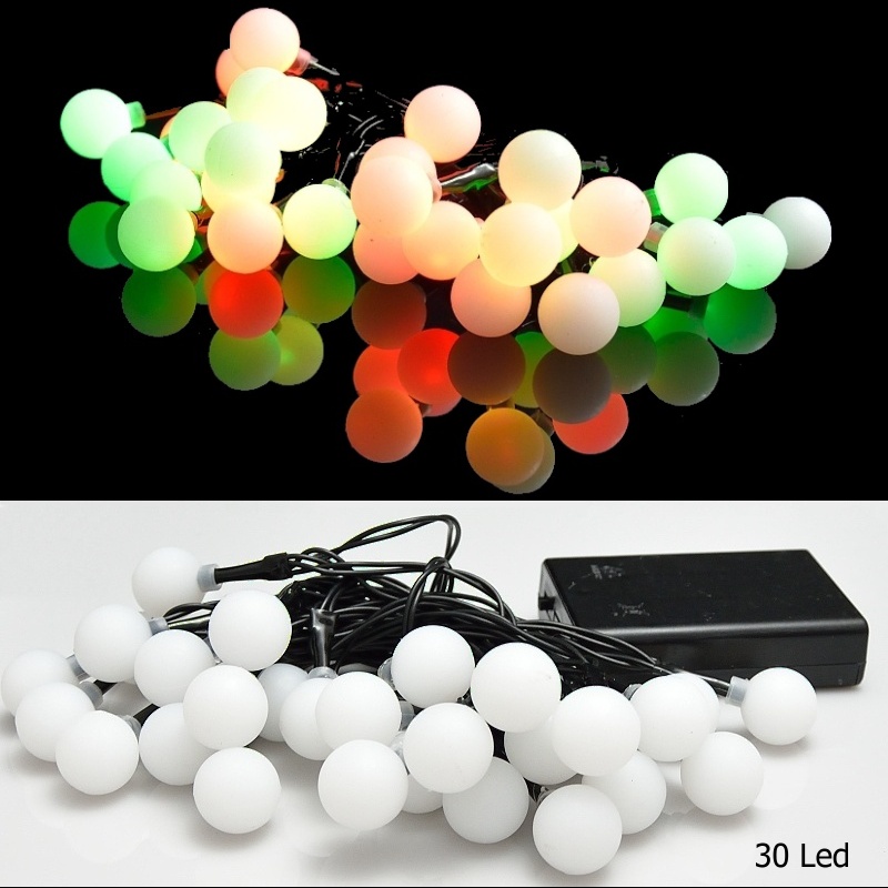 Řetěz na baterie 30 LED barevný měnící barvy - délka 3,2 m