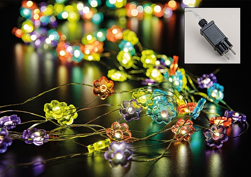 Řetěz větvený barevné květiny 120 mikro LED na drátku 100 cm do zásuvky