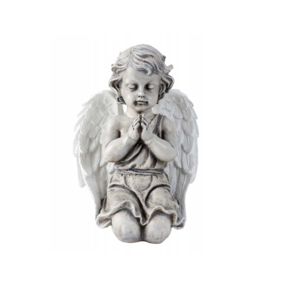 Andělíček klečcí a modlící se 34,5 cm šedý