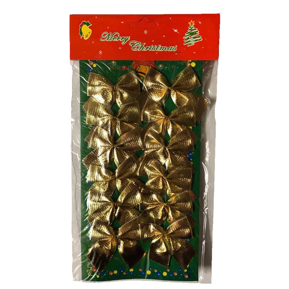 Vánoční mašle na výrobu dekorací 12 ks metalické zlaté